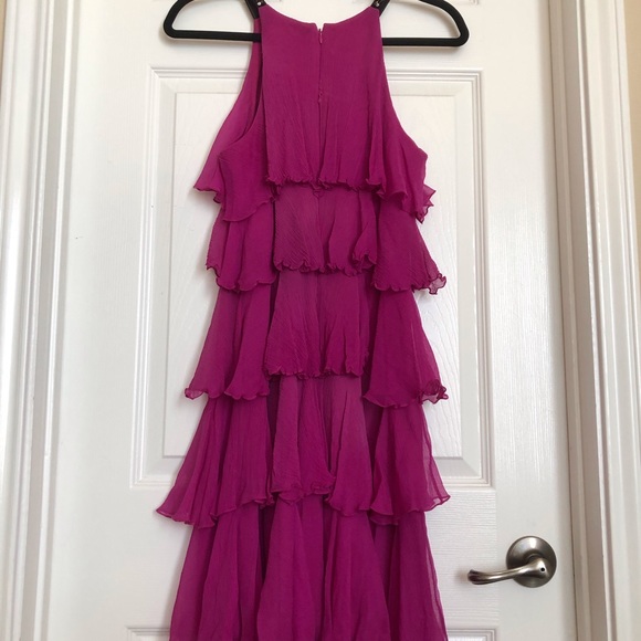 BCBG MAX AZRIA SILK FUCHSIA COCKTAIL DRESS - Picture 4 of 5